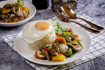 Wall Mural - stir fried with black pepper & onion & chilli