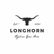 Texas Longhorn logo, Country Western Bull Cattle Vintage Retro Logo Design
