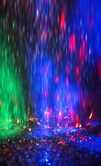 Wall Mural - dark abstract blurred background with bokeh. multicolored blurred lights, glitter scattering, neon g