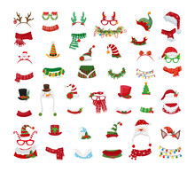 Vector Collection Of Detailed Christmas Masks For Web Applications.