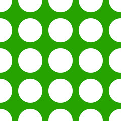 Wall Mural - Green seamless pattern with white circles.