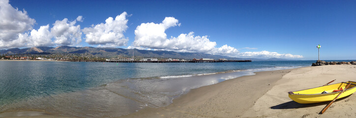 rowboat on the beach panorama