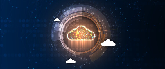 Cloud technology. Integrated digital web concept background