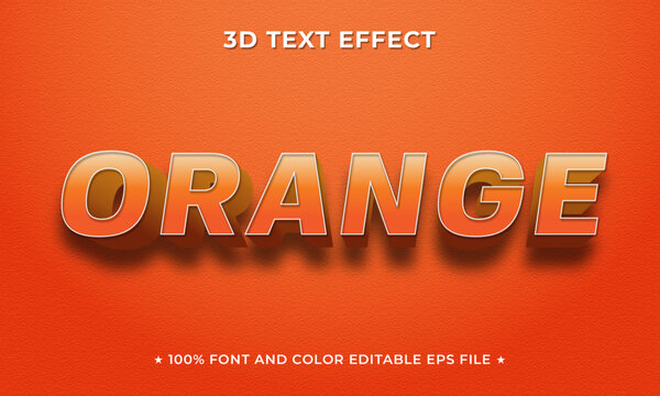 Editable 3D Text Effect Orange gradient mockup concept with editable font, color, and size