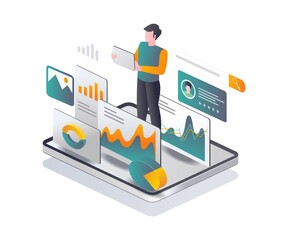 Leinwandbilder - Man is collecting seo data analysis