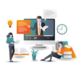 Poster - Learn and online courses with tutorials in flat design