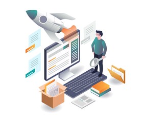 Poster - Doing a search with a flying rocket