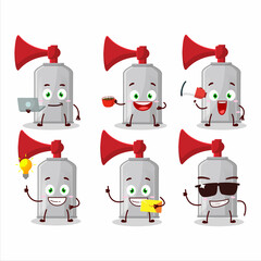 Poster - Air horn cartoon character with various types of business emoticons