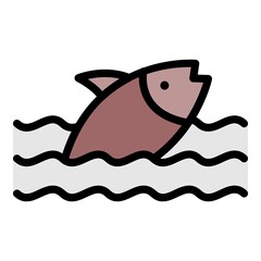 Poster - lake fish farm icon. outline lake fish farm vector icon color flat isolated