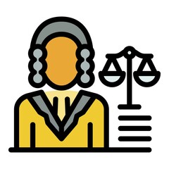 Poster - prosecutor balance icon. outline prosecutor balance vector icon color flat isolated