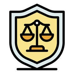 Poster - judge balance shield icon. outline judge balance shield vector icon color flat isolated