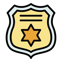 Poster - Prosecutor shield icon. Outline prosecutor shield vector icon color flat isolated