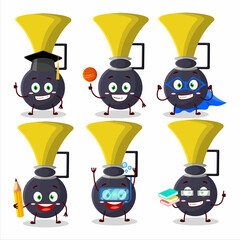 Poster - School student of Bicycle air horn cartoon character with various expressions