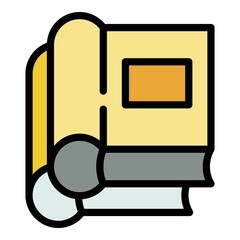 Poster - Judge book icon. Outline judge book vector icon color flat isolated