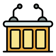 Poster - Lawyer stand icon. Outline lawyer stand vector icon color flat isolated