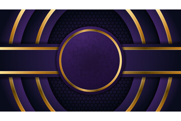 Poster - Vector purple background with gold decoration. dynamic abstract gradient purple backgrounds with gold line. geometric abstract modern design. eps 10 vector editable files. black hexagon pattern