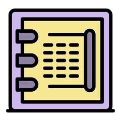 Poster - Notary notebook icon. Outline notary notebook vector icon color flat isolated