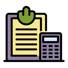 Poster - Notary calculator icon. Outline notary calculator vector icon color flat isolated