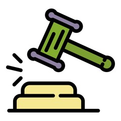 Poster - Judge gavel icon. Outline judge gavel vector icon color flat isolated