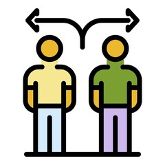 Poster - Notary choose direction icon. Outline notary choose direction vector icon color flat isolated