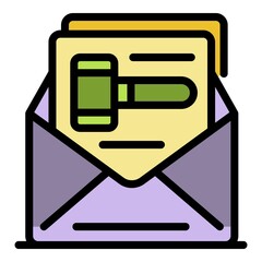 Poster - Judge letter decision icon. Outline judge letter decision vector icon color flat isolated