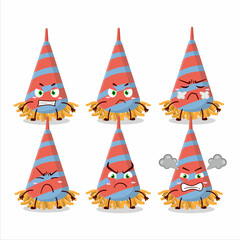 Confetti trumpet cartoon character with various angry expressions