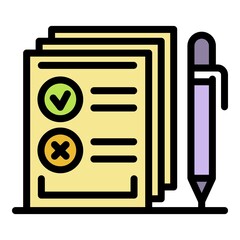 Poster - Agency notary papers icon. Outline agency notary papers vector icon color flat isolated