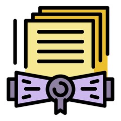 Poster - Notary certificate icon. Outline notary certificate vector icon color flat isolated
