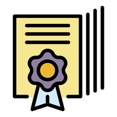 Poster - office notary emblem icon. outline office notary emblem vector icon color flat isolated
