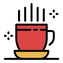 Poster - A cup of coffee icon. Outline a cup of coffee vector icon color flat isolated