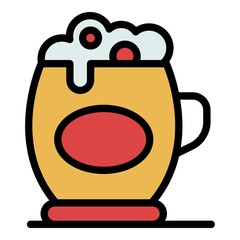 Poster - Beer mug icon. Outline beer mug vector icon color flat isolated