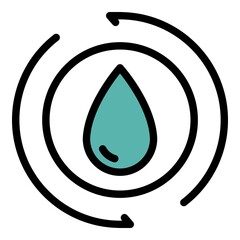 Poster - Drop in a circle icon. Outline drop in a circle vector icon color flat isolated