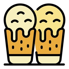 Poster - Ice creams in waffle cups icon. Outline ice creams in waffle cups vector icon color flat isolated