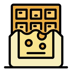 Poster - Chocolate bar icon. Outline chocolate bar vector icon color flat isolated