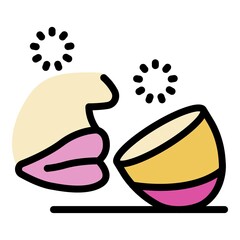 Poster - Lips touching glass icon. Outline lips touching glass vector icon color flat isolated