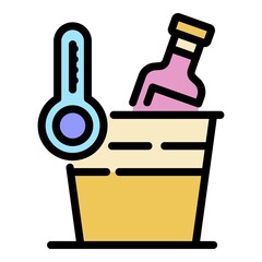 Poster - Cooling a bottle of wine icon. Outline cooling a bottle of wine vector icon color flat isolated
