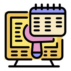 Poster - Laser hair removal calendar icon. Outline laser hair removal calendar vector icon color flat isolated