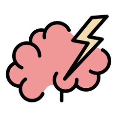 Poster - Lightning cloud icon. Outline lightning cloud vector icon color flat isolated