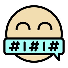 Poster - Smiley censorship icon. Outline smiley censorship vector icon color flat isolated