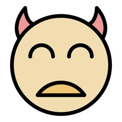 Poster - Smile with horns icon. Outline smile with horns vector icon color flat isolated