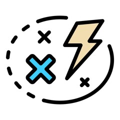 Poster - Lightning slanting cross icon. Outline lightning slanting cross vector icon color flat isolated