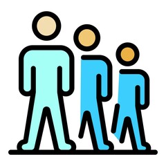Poster - Three persons icon. Outline three persons vector icon color flat isolated