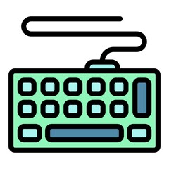 Poster - Wired keyboard icon. Outline wired keyboard vector icon color flat isolated