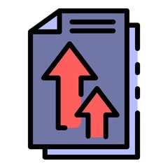 Poster - Send office documents icon. Outline send office documents vector icon color flat isolated