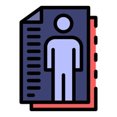 Poster - Personal cv papers icon. Outline personal cv papers vector icon color flat isolated