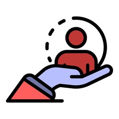 Poster - Care office manager icon. Outline care office manager vector icon color flat isolated