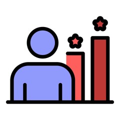 Poster - Star graph chart icon. Outline star graph chart vector icon color flat isolated