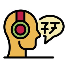 Poster - Online translator icon. Outline online translator vector icon color flat isolated