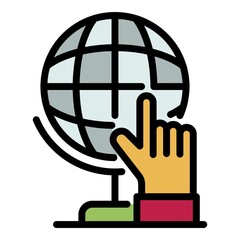 Poster - School globus icon. Outline school globus vector icon color flat isolated