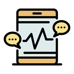 Poster - Smartphone translator icon. Outline smartphone translator vector icon color flat isolated